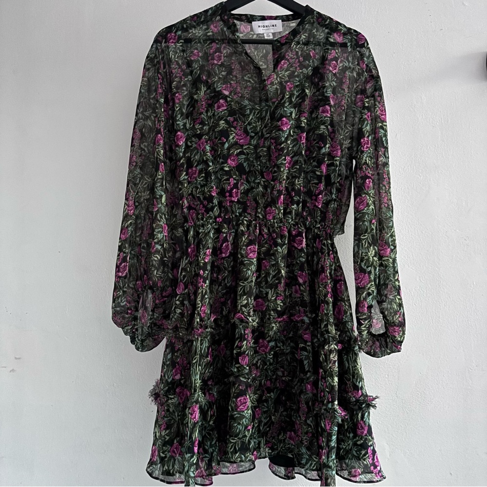 Highline Collection Floral Print Multicolor Dress Size Small
